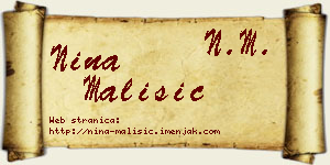 Nina Mališić vizit kartica